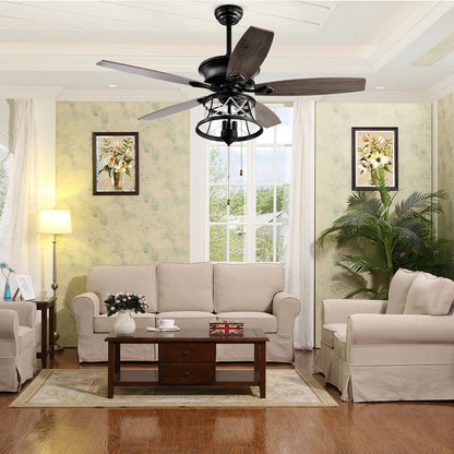 Ceiling Fans 52 Inch Industrial Style Indoor Ceiling Fan with Pull-cord Control