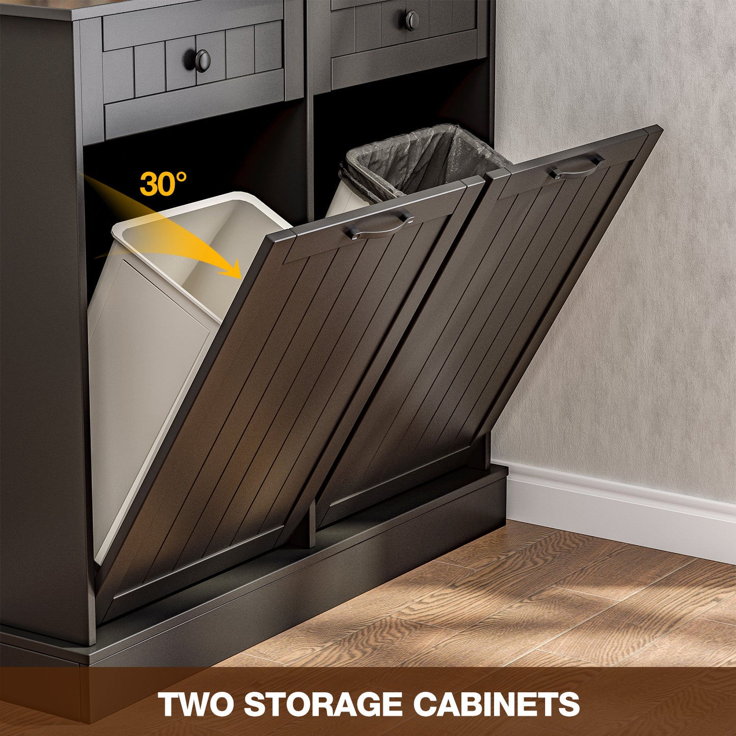 Tilt Out Trash Cabinet, Kitchen Hidden Garbage Can 10 Gallon