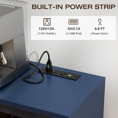 LED Buffet Cabinet with Power Outlet,3 Doors Sideboard Cabinet Table