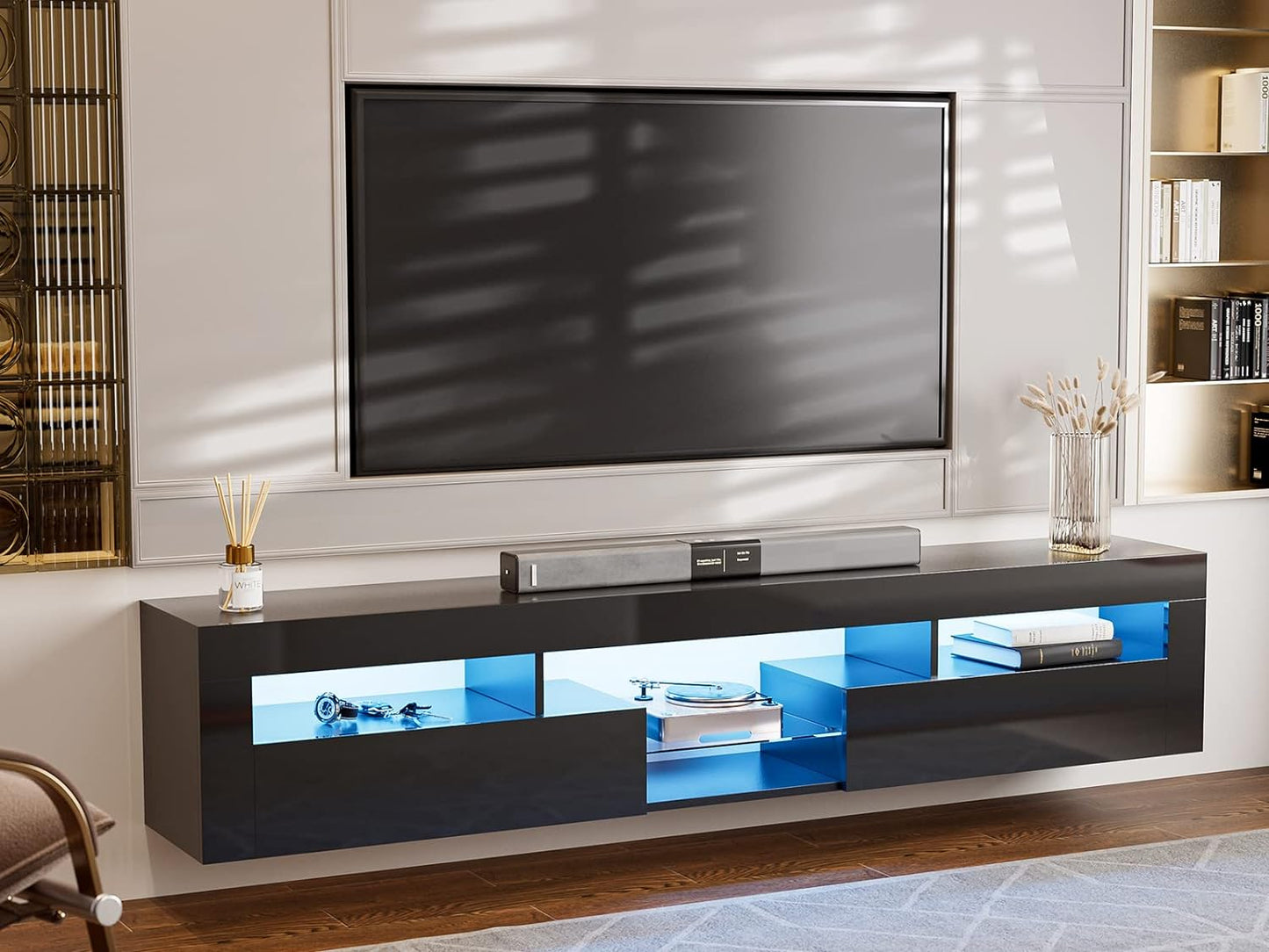 LED Floating TV Stand Modern Wall Mounted Hanging TV Cabinet