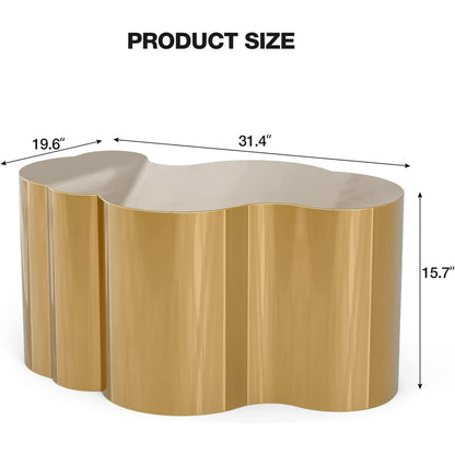 ARICOEASY Contemporary Gold Coffee Table Small Cloud Shape Stainless Steel Accent Table Luxury Side Table for Living Room Bedroom