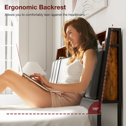 LED Bed Frames with Storage Drawers, Storage Upholstered headboard with Charging Station