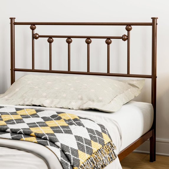 ARICOEASY Contemporary Modern Twin Metal Spindle Headboard in Brown, Headboard Only for Bedroom