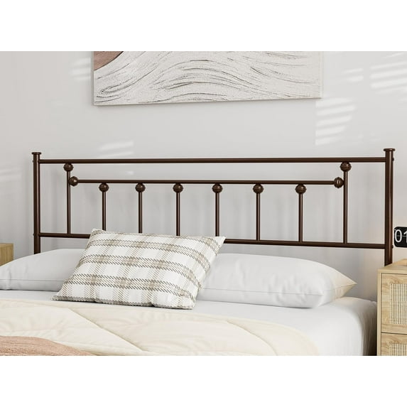 ARICOEASY Contemporary Modern Twin Metal Spindle Headboard in Brown, Headboard Only for Bedroom