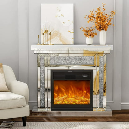 ARICOEASY Electric Fireplace TV Stand TV Console with 23″ Fireplace and LED lights for Living Room/Bedroom