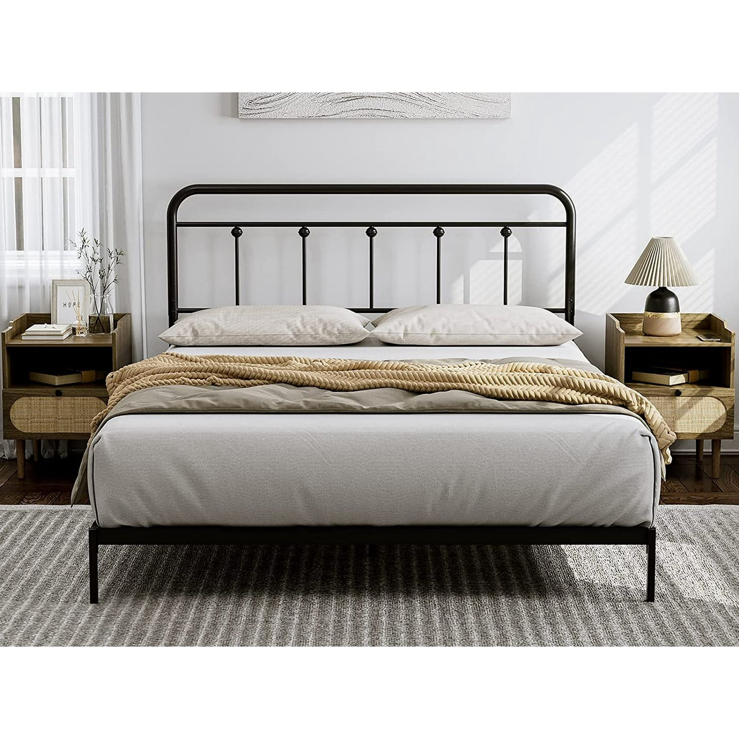 ARICOEASY Metal Full Headboard Only for Bedroom with Height Adjustable, Sturdy Headboard Suitable for Bedrooms, Hotel, Guesthouse