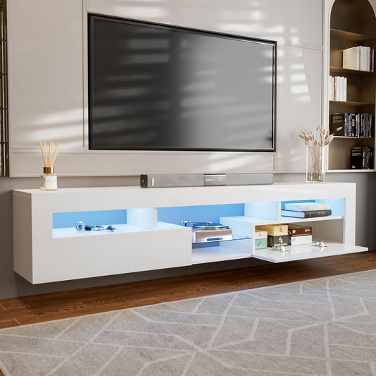 LED Floating TV Stand Modern Wall Mounted Hanging TV Cabinet