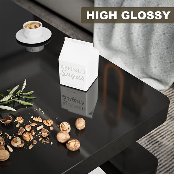ARICOEASY LED High Glossy Coffee Table, Modern Coffee Table for Living Room with 16 Colors LED Lights
