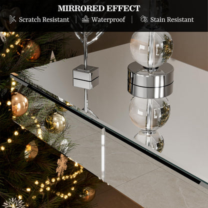 ARICOEASY Mirrored Console Table with LED Light and Storage Drawer, Long Entryway Sofa Table