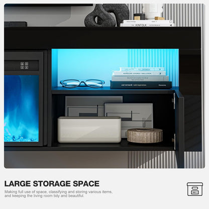 ARICOEASY Floating TV Stand with 28" Electric Fireplace & RGB LED Lights, Wall Mounted Media Console for TVs Up to 80"