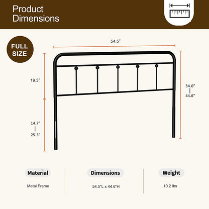 ARICOEASY Metal Full Headboard Only for Bedroom with Height Adjustable, Sturdy Headboard Suitable for Bedrooms, Hotel, Guesthouse