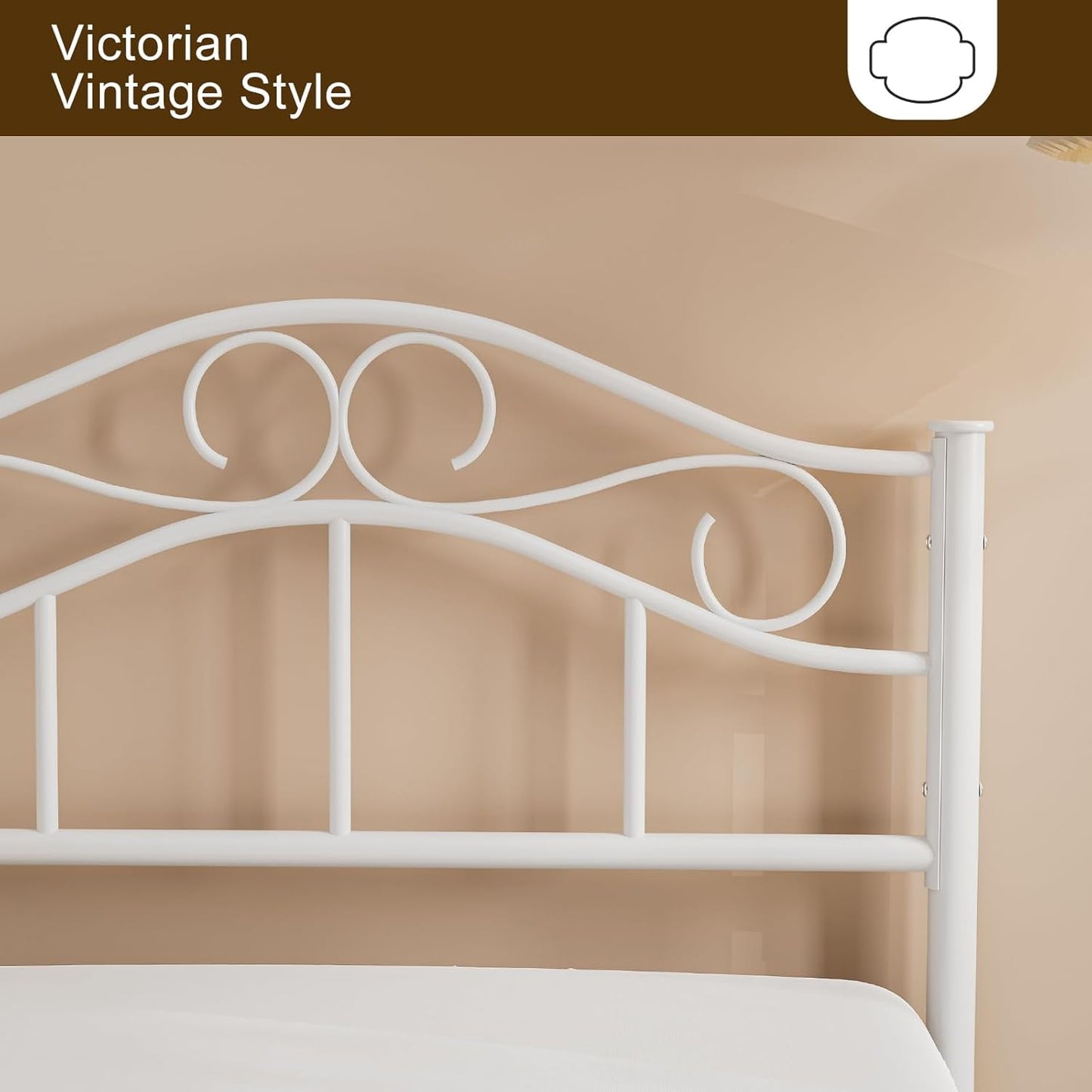 ARICOEASY Vintage Metal Headboard with 7-Level Height Adjustment Design