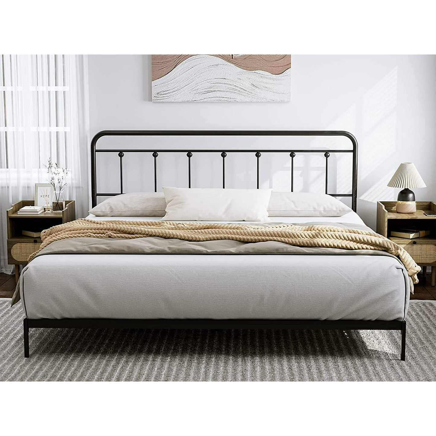 ARICOEASY Metal King Size Headboard Only for Bedroom with Height Adjustable, Sturdy Headboard Suitable for Bedrooms, Hotel, Guesthouse